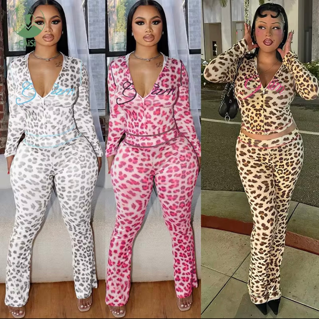 Leopard Print Long Sleeve 2 Piece Set THAT GIRL MUST-HAVE (You still that girl tho you know;))