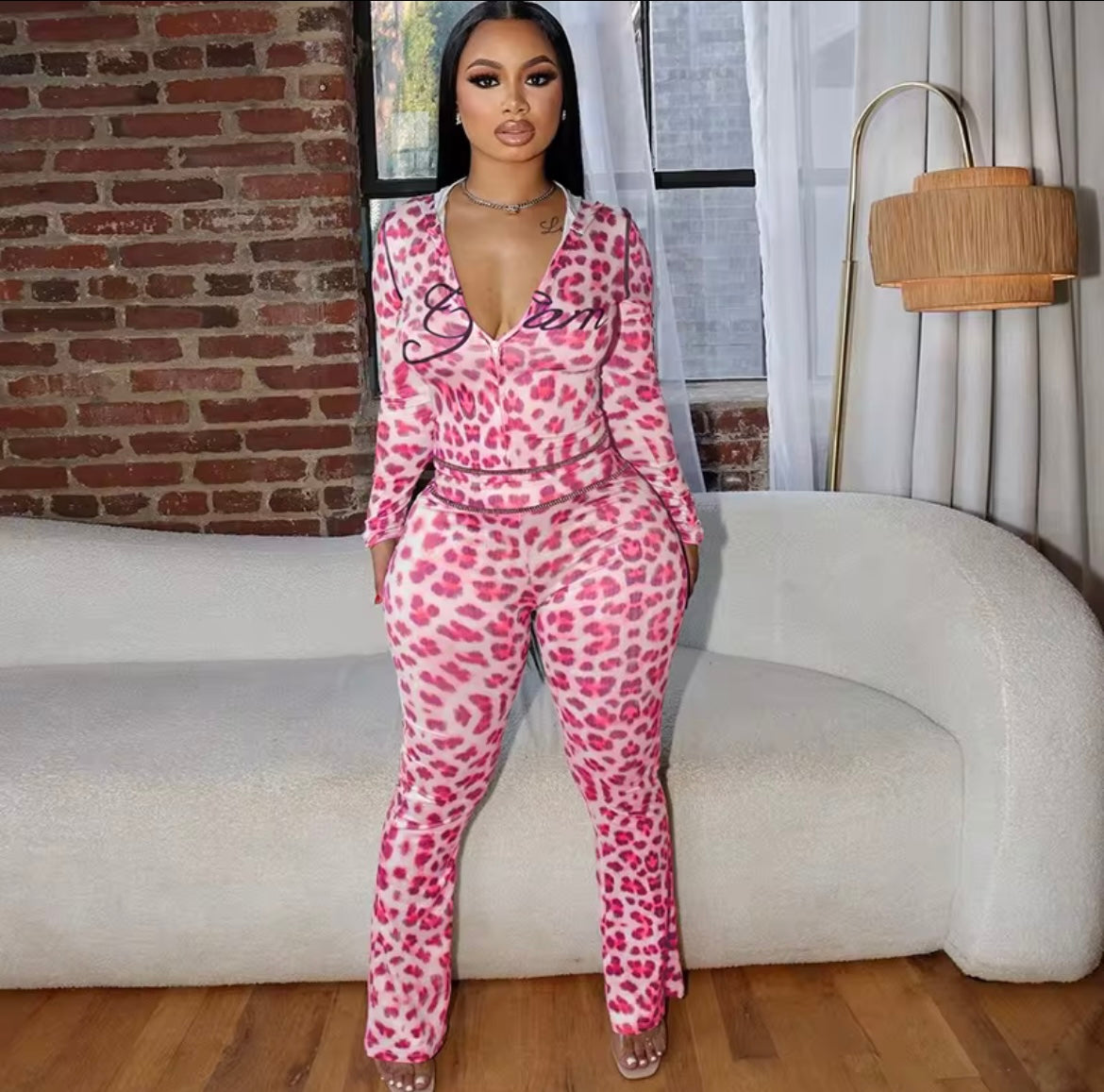 Leopard Print Long Sleeve 2 Piece Set THAT GIRL MUST-HAVE (You still that girl tho you know;))