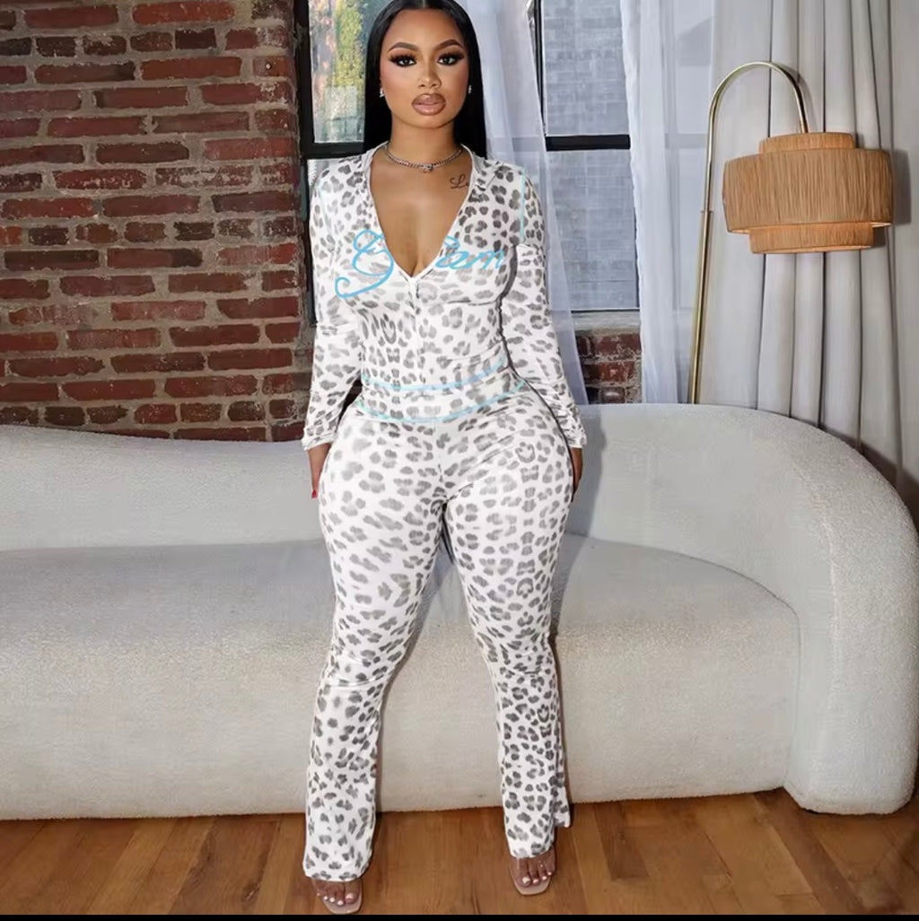 Leopard Print Long Sleeve 2 Piece Set THAT GIRL MUST-HAVE (You still that girl tho you know;))