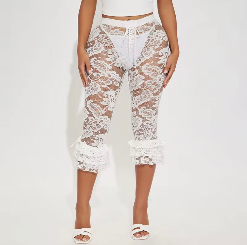 Pink, White, Black Lacey Ruffled Pants