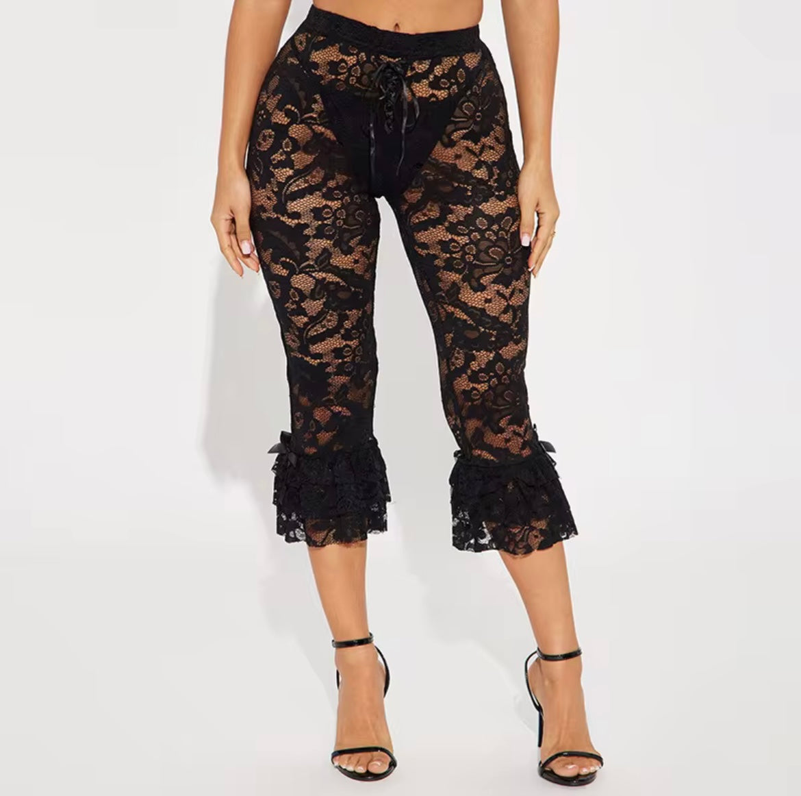 Pink, White, Black Lacey Ruffled Pants