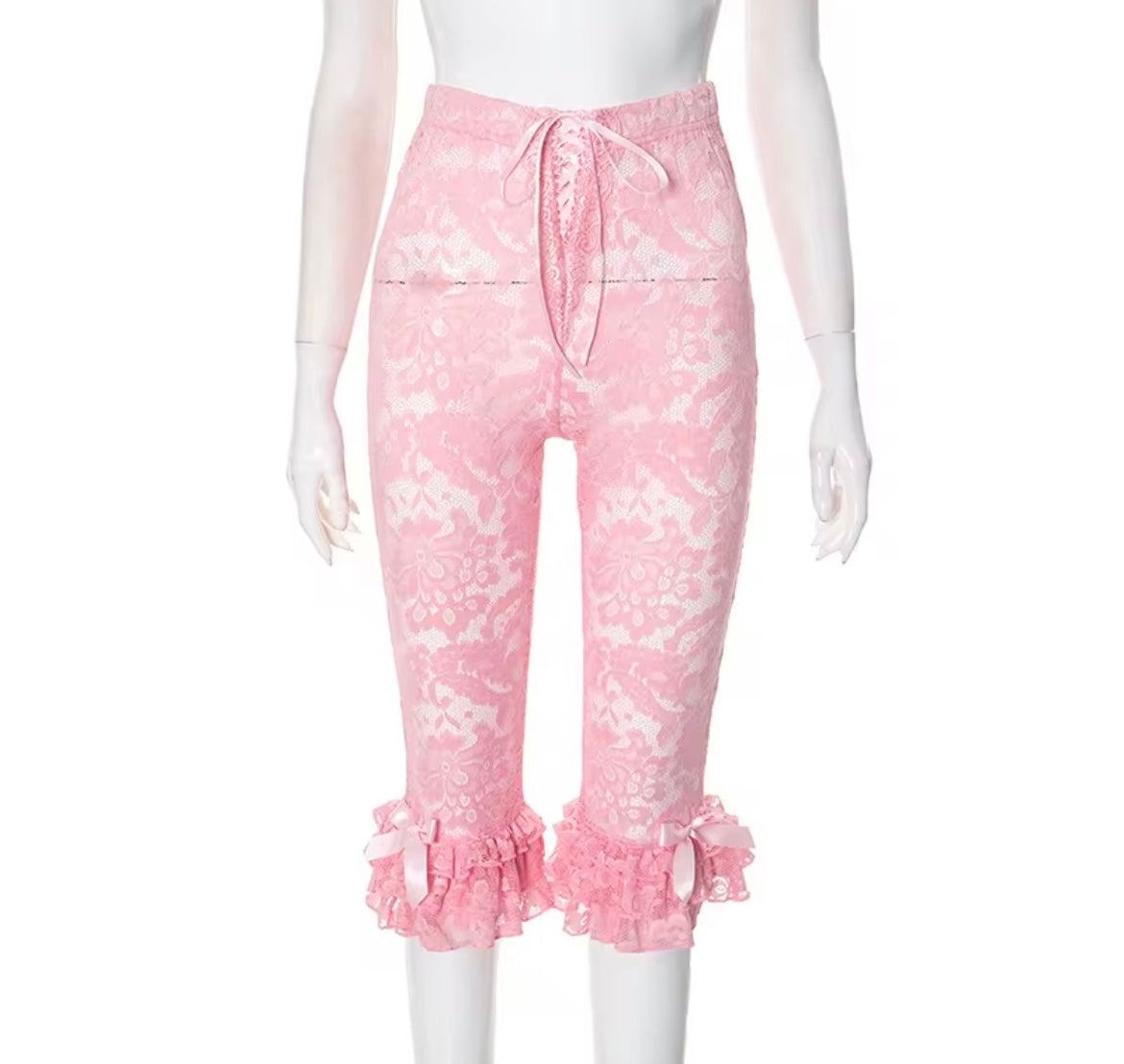 Pink, White, Black Lacey Ruffled Pants