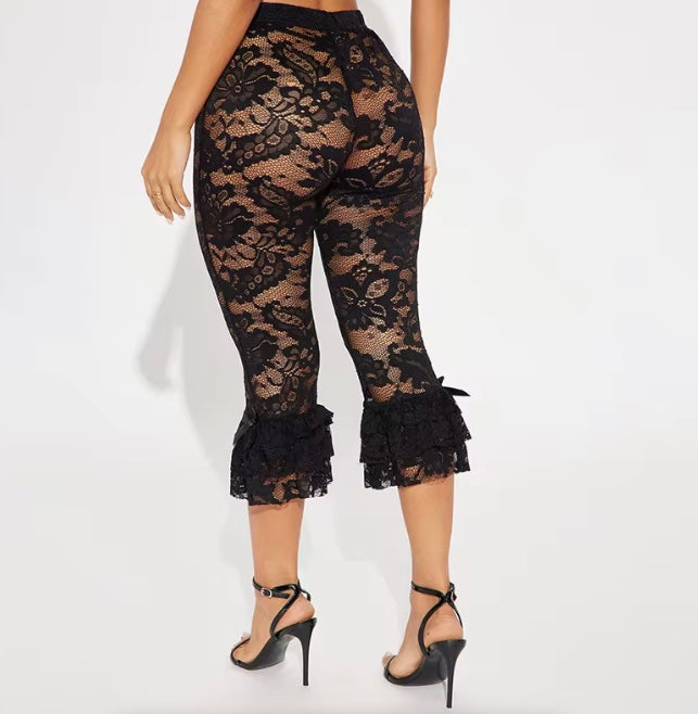 Pink, White, Black Lacey Ruffled Pants