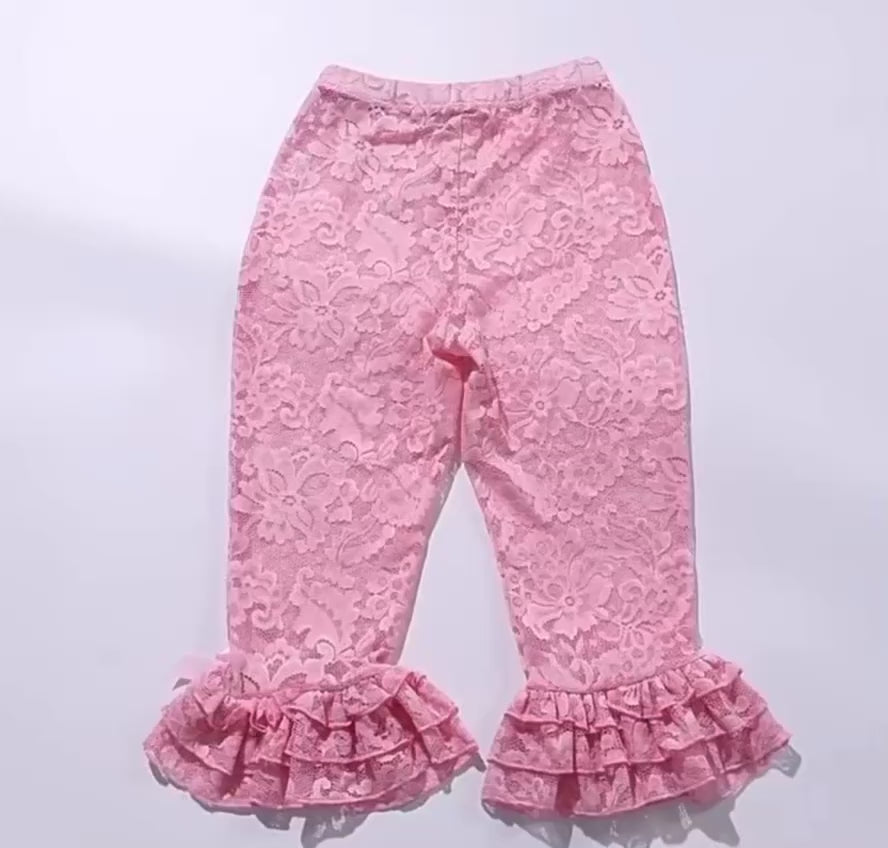 Pink, White, Black Lacey Ruffled Pants
